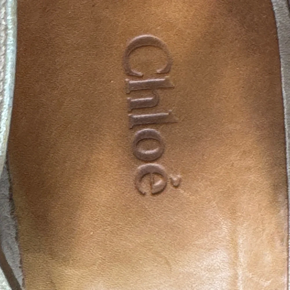 Chloe Beige Leather Platform Sandals Sz 40.5